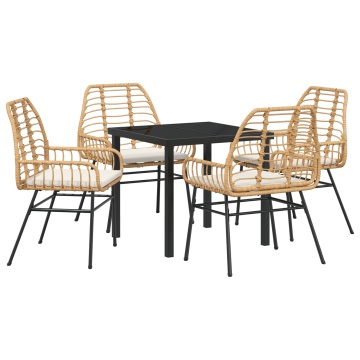 Set de dining de grădină cu 5 piese cu perne Maro Rattan Poli - Img 2