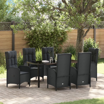 Set de dining de grădină cu 7 piese Negru Rattan polimeric - Img 1