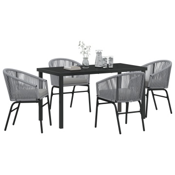 Set de Dining Grădină 5 Piese Gri Poliratan - Img 3