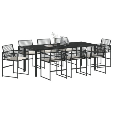 Set de Dining Grădină Negru cu Perne din Rattan Poli - Img 3