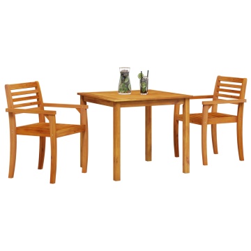 Set de dining pentru grădină, 3 piese, din lemn solid de acacia - - Img 3