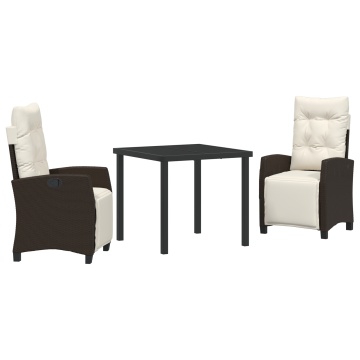Set de dining pentru grădină 3 piese Marron din ratan sintetic - Img 2