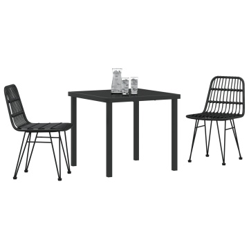 Set de Dining pentru Grădină 3 Piese Negru Poli Rattan - Img 3