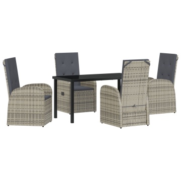 Set de dining pentru grădină 5 piese cu perne gri din poliratan - Img 2