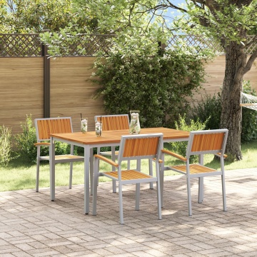 Set de dining pentru grădină , 5 piese, din lemn solid de acacia și metal - Img 1