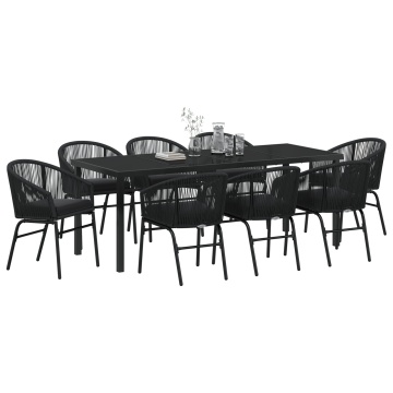 Set de Dining pentru Grădină 9 Piese Negru Ratan PE - Img 3