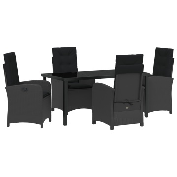 Set de Dining pentru Grădină de 5 Piese cu Perne Negru Rattan Polimeric - Img 2