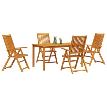 Set de dining pentru grădină din 5 piese din lemn masiv de acacia, pliabil - Img 3