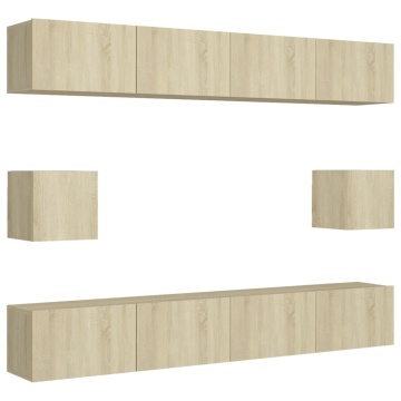Set de dulapuri TV, 6 piese, stejar sonoma, lemn prelucrat - Img 2