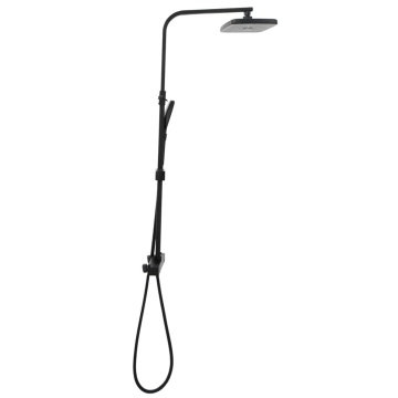 Set de duș cu două capete, mixer și furtun, negru, alamă - Img 4