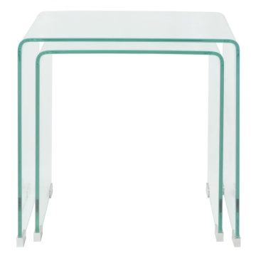 Set de masă din sticlă securit transparentă, stivuibil, 2 piese - Img 2