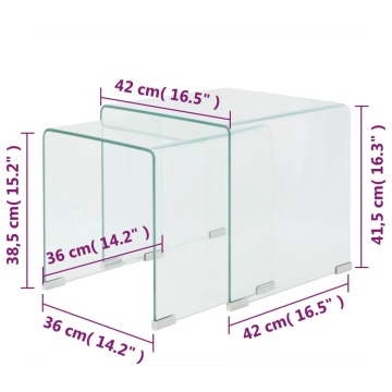 Set de masă din sticlă securit transparentă, stivuibil, 2 piese - Img 5