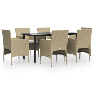 Set de masă pentru grădină, 5 piese, cu perne, bej și negru - Img 2