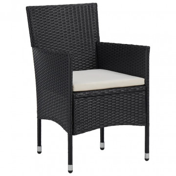 Set de masă pentru grădină, 7 piese, negru, poliratan - Img 4