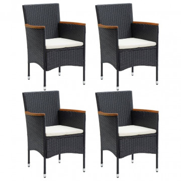 Set de masă pentru grădină cu perne, 5 piese, negru, poliratan - Img 3