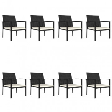 Set de masă și scaune de exterior, 9 piese, negru, poliratan - Img 6
