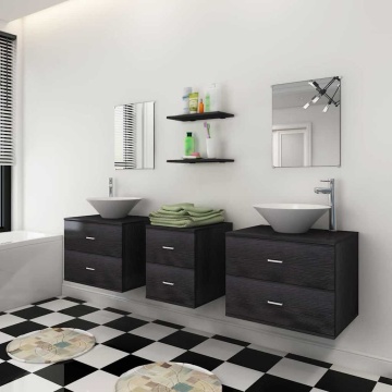 Set de mobilier de baie cu 7 piese și chiuvete incluse, negru - Img 3