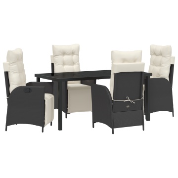 Set de Mobilier de Grădină cu 5 Piese Negru din Poliratan - Img 2