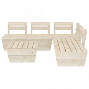 Set de mobilier paleți de grădină 6 piese lemn molid tratat - Img 2