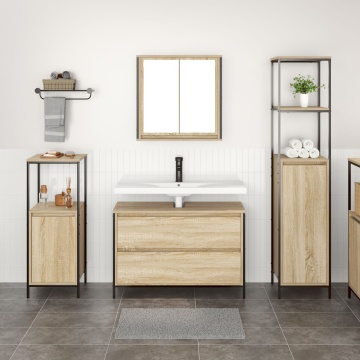 Set de mobilier pentru baie 3 piese din lemn prelucrat Sonoma - Img 4