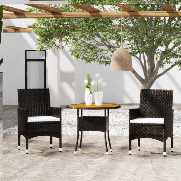 Set de mobilier pentru grădină, 3 piese, negru, poliratan - Img 1