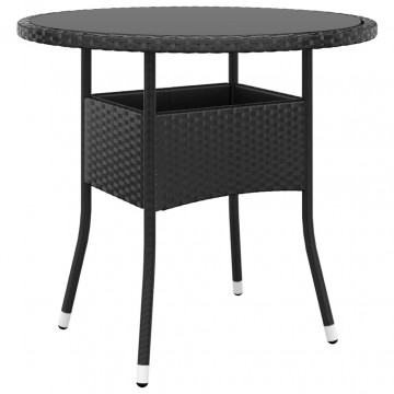 Set de mobilier pentru grădină, 3 piese, negru, poliratan - Img 8