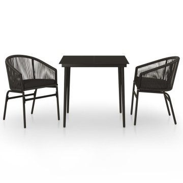 Set de mobilier pentru grădină, 3 piese, negru - Img 2