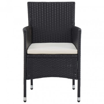 Set de mobilier pentru grădină, 5 piese, negru, poliratan - Img 4
