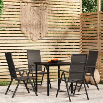 Set de mobilier pentru grădină, 5 piese, negru - Img 1