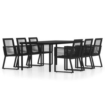 Set de mobilier pentru grădină, 7 piese, negru - Img 2