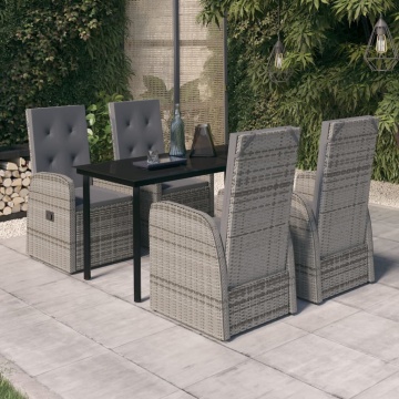 Set de mobilier pentru grădină, cu perne, 5 piese, gri - Img 1