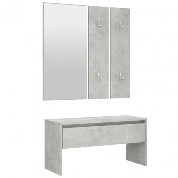 Set de mobilier pentru hol, gri beton, lemn prelucrat - Img 5
