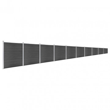 Set de panouri de gard, negru, 1737x186 cm, WPC - Img 2