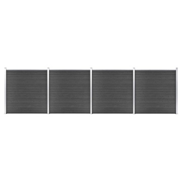 Set de panouri de gard, negru, 699x186 cm, WPC - Img 1