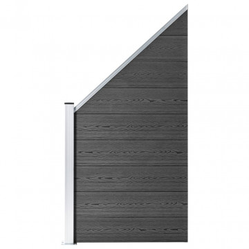 Set de panouri de gard, negru, 792x(105-186) cm, WPC - Img 2