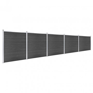 Set de panouri de gard ,WPC , 872x186 cm, negru - Img 2