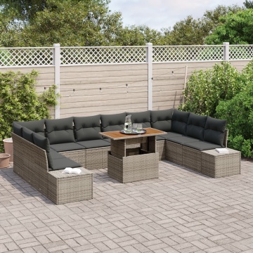 Set de sofa pentru grădină Set de 11 Gri, Gri închis - Img 3