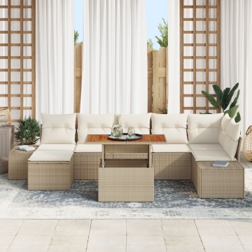 Set de Sofa pentru Grădină Set de 8 Bej - Img 3