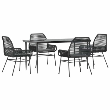 Set de sufragerie de grădină 5 piese neagră Sticlă Poly Rattan - Img 2
