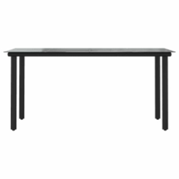 Set de sufragerie de grădină 5 piese neagră Sticlă Poly Rattan - Img 5