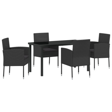 Set Dining Grădină 5 Piese cu Perne Rattan Polimer Negru - Img 2