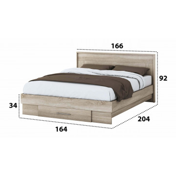 Set dormitor Beta, sonoma, dulap 150 cm, pat 160x200 cm, 2 noptiere, comoda - Img 4