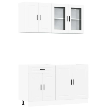 Set dulap de bucătărie din 4 piese „Kalmar” Lemn prelucrat alb - Img 2
