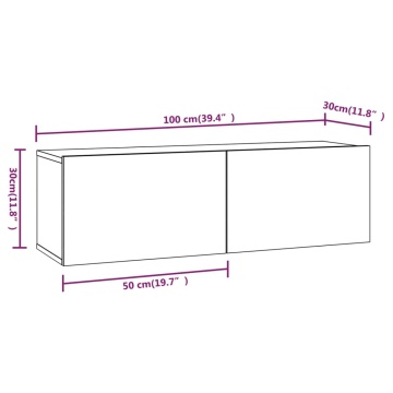 Set dulap TV, 4 piese, gri beton, lemn prelucrat - Img 7