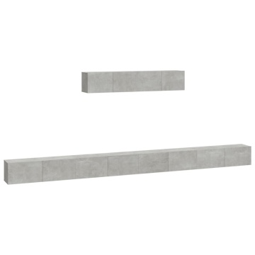 Set dulap TV, 6 piese, gri beton, lemn prelucrat - Img 2