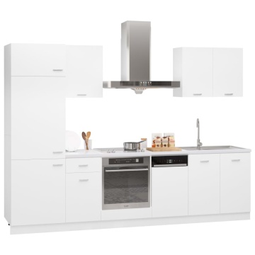 Set dulapuri de bucătărie, 7 piese, alb, lemn prelucrat - Img 2