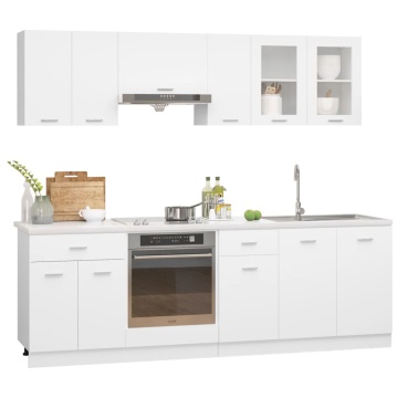 Set dulapuri de bucătărie, 8 piese, alb, PAL - Img 2