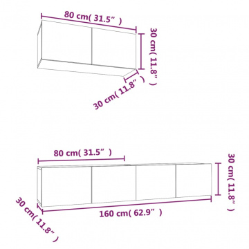 Set dulapuri TV, 3 piese, negru, lemn prelucrat - Img 6