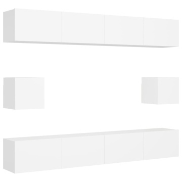 Set dulapuri TV, 6 piese, alb, lemn prelucrat - Img 2