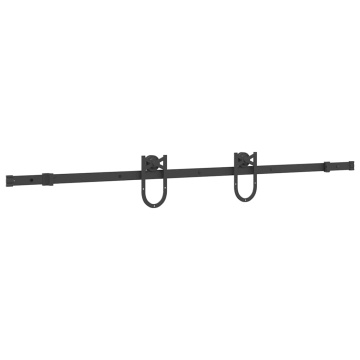 Set feronerie pentru ușă glisantă, negru, 183 cm, oțel - Img 4